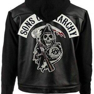 SOA Son of Anarchy Leather Hooded Jacket