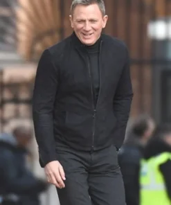Men's James Bond 007 Slim-fit Spectre Daniel Craig Style Black Suede Leather Jacket - Image 4