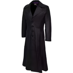 Men’s Vampire Dracula Vintage Black Real Sheepskin Leather Long Length Trench Coat