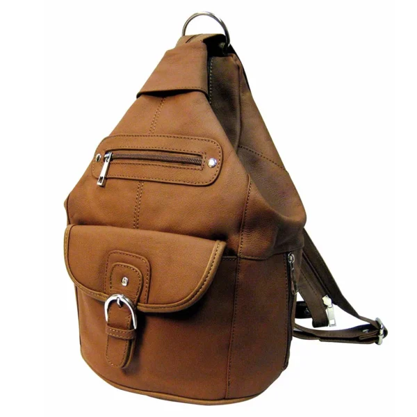 SF Women’s Cowhide Leather Backpack Convertible Sling One Shoulder Large Bag Secure Entry 7 Pocket