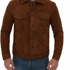 Men’s Logan Cowboy Style Brown Suede Leather Jacket
