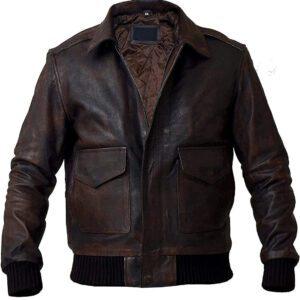 Mens Motorcycle Brown Leather Handmade Jacket