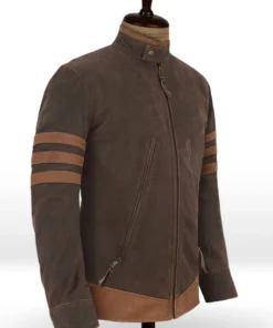 Alternative view of X Men Wolverine Brown Striped Leather Jacket For Mens