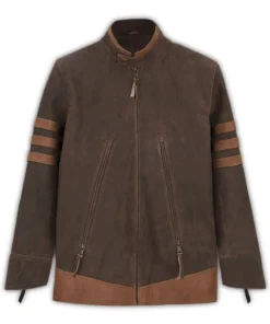 X Men Wolverine Brown Striped Leather Jacket For Mens - Image 5