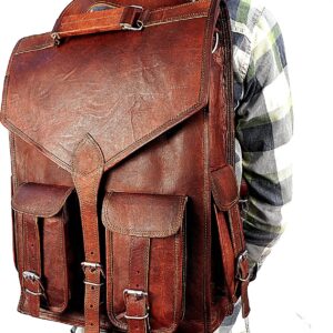 18″ Leather Backpack Laptop Messenger Lightweight School Bag
