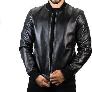 Leather Bomber Jacket – Genuine Sheepskin For Men In Black