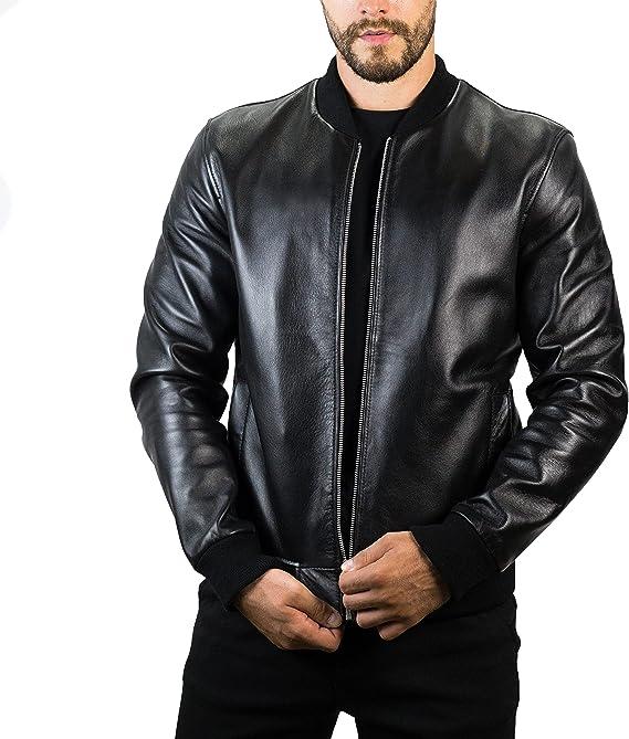 Leather Bomber Jacket – Genuine Sheepskin For Men In Black