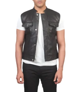 Mens Brown Leather Vest