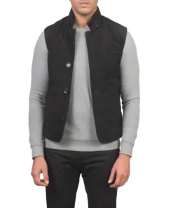 Mens Tony Black Suede Vest