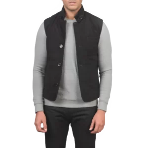 Mens Tony Black Suede Vest