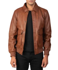 Mens Brown A2 Leather Bomber Leather Jacket