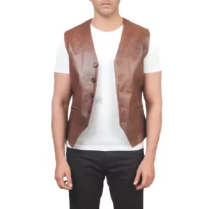 Mens Brown Leather Vest