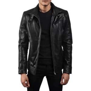 Men's Real Leather Bomber Jacket Black