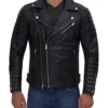 Mens Biker Real Black Leather Jacket