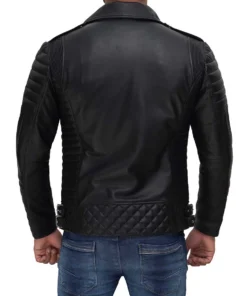 Alternative view of Mens Biker Style Asymmetrical Real Black Leather Jacket