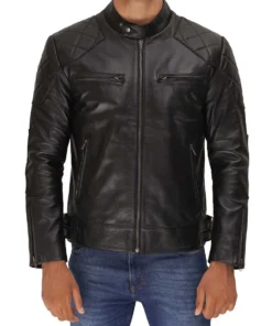 Cafe Racer Black Leather Jacket for Men - Premium Stylish Multi-Pockets - Image 4