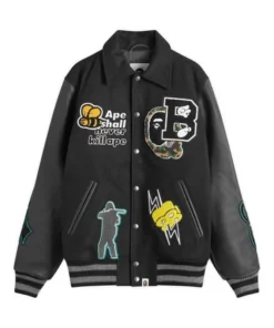 A Bathing Ape Men's Black Bape Varsity Jacket