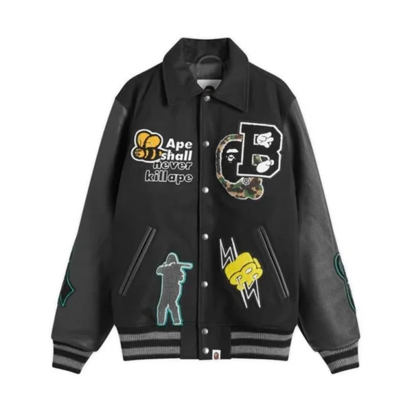 A Bathing Ape Men's Black Bape Varsity Jacket