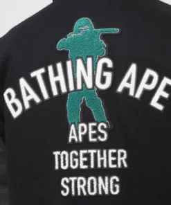 A Bathing Ape Black Bape Varsity Jacket - Image 3