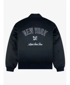Aimé Leon Dore x New York Yankees Navy Satin Varsity Jacket