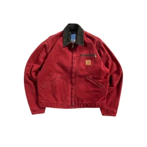 This is a Recreated Product Material: Woven Fabric Closure: Zipper Closure Collar: Shirt Style Collar Color: Red