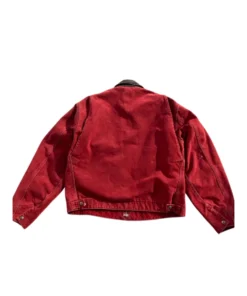 This is a Recreated Product Material: Woven Fabric Closure: Zipper Closure Collar: Shirt Style Collar Color: Red