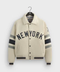 Kith & AVIREX New York Yankees White Leather Jacket