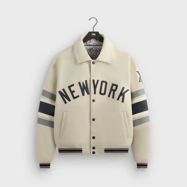 Kith & AVIREX New York Yankees White Leather Jacket