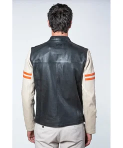 Mans Karl 24H Le Black Ecru Leather Jacket