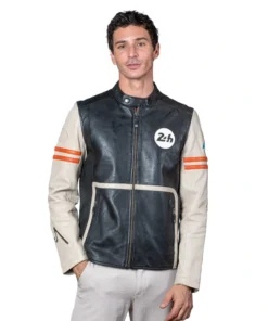 Mans Karl 24H Le Black Ecru Leather Jackets