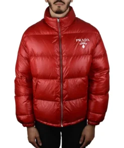 Prada Red Puffer Jacket - Image 3