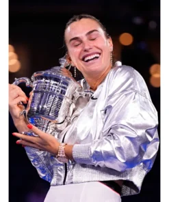 Alternative view of Aryna Sabalenka 2025 US Open Silver Crop Jacket