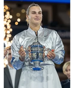 Aryna Sabalenka 2025 US Open Silver Crop Jacket - Image 3