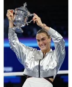 Aryna Sabalenka 2025 US Open Silver Crop Jacket - Image 4