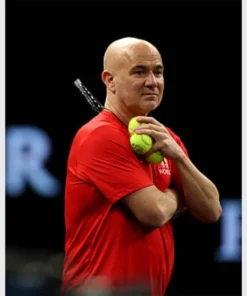 Alternative view of Andre Agassi Laver Cup 2025 Red T-Shirt