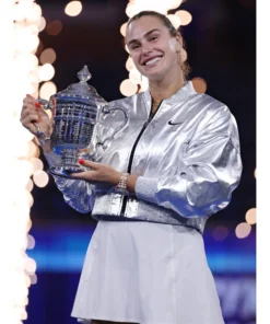 Aryna Sabalenka 2025 US Open Silver Crop Jacket - Image 5