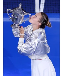 Aryna Sabalenka 2025 US Open Silver Crop Jacket - Image 6