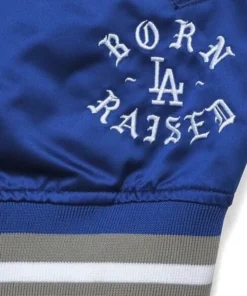 Born Raised LA Dodgers Post Season Blue Satin Bomber Jacket