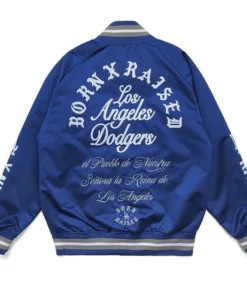 Born Raised LA Dodgers Post Season Blue Satin Jacket 2025
