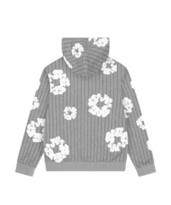 Denim Tears Pinstripe Wreath Zip-Up Hoodie Grey