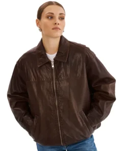 Lamarque Theia Oversized Leather Bomber Jacket