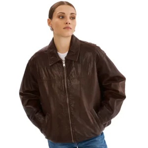 Lamarque Theia Oversized Leather Bomber Jacket
