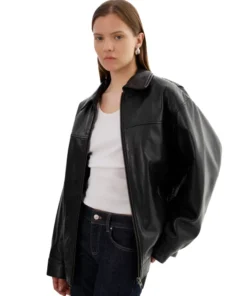 Lamarque Theia Oversized Leather Bomber Jacket - Image 5