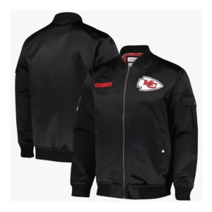 Kansas City Chiefs Satin Bomber Vintage Full Snap Jacket