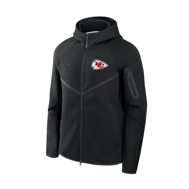 Men’s Kansas City Chiefs Nike Heather Gray Tech Fleece Black Windrunner Hoodie