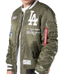 New Era Cap x MLB Los Angeles Dodgers x Alpha Industries Green Bomber Jacket