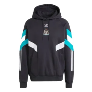 Recreated Product Material: Fleece Collar: Hooded Collar Closure: Pullover Closure Cuffs: Rib Knitted Color: Black