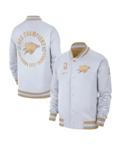 Oklahoma City Thunder Nike 2025 NBA Finals Champions Banner Raising Ceremony Showtime Jacket – White