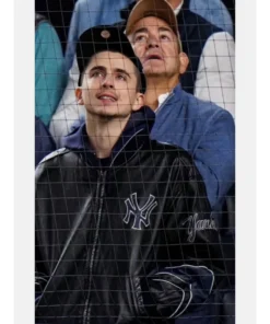Timothée Chalamet Yankees Leather Varsity Jacket - Image 3
