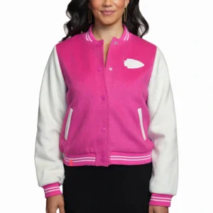 Lusso Pink Kansas City Chiefs Priya Full-Snap Varsity Jacket